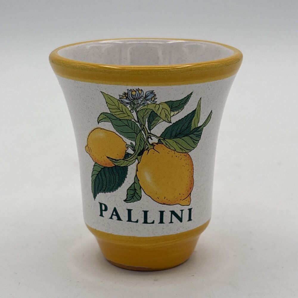 Pallini Limoncello Shot Glass Deruta Italy Pottery Barware Lemon